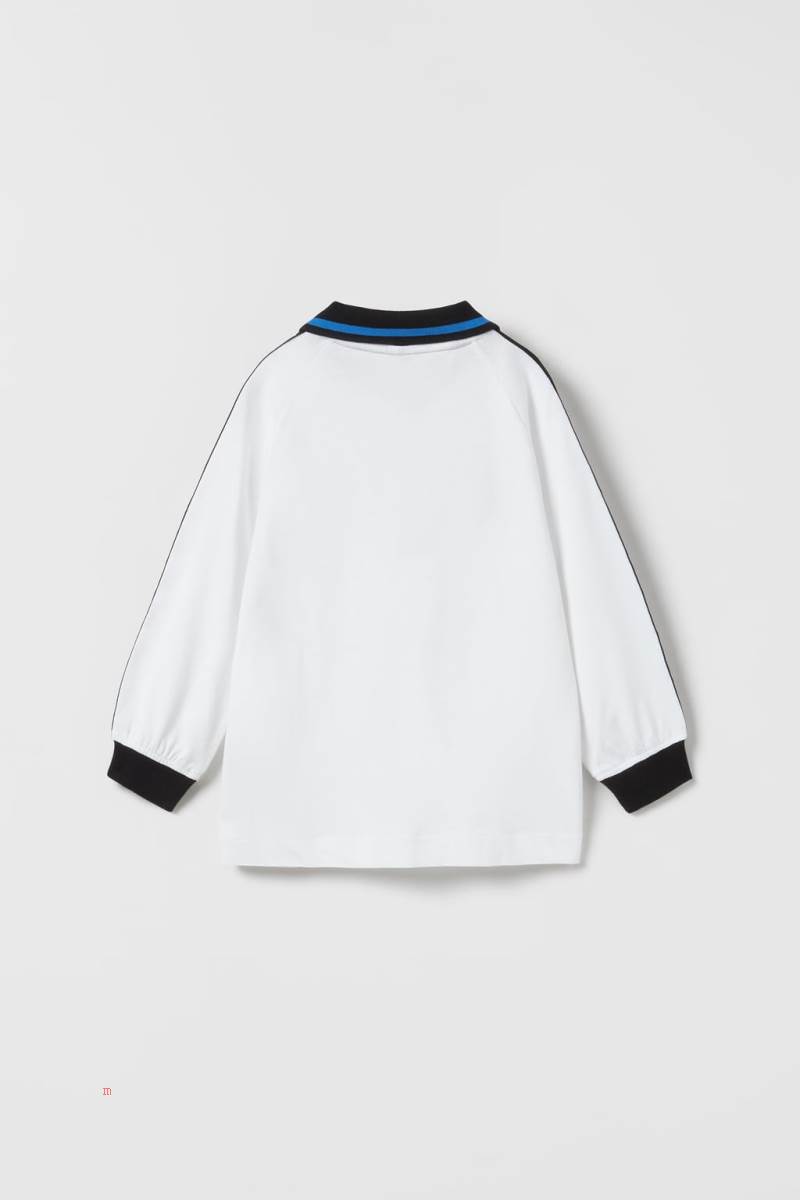 ZARA SPORTY POLO-STYLE T-shirt Pojke Vita | WIFGD-5674