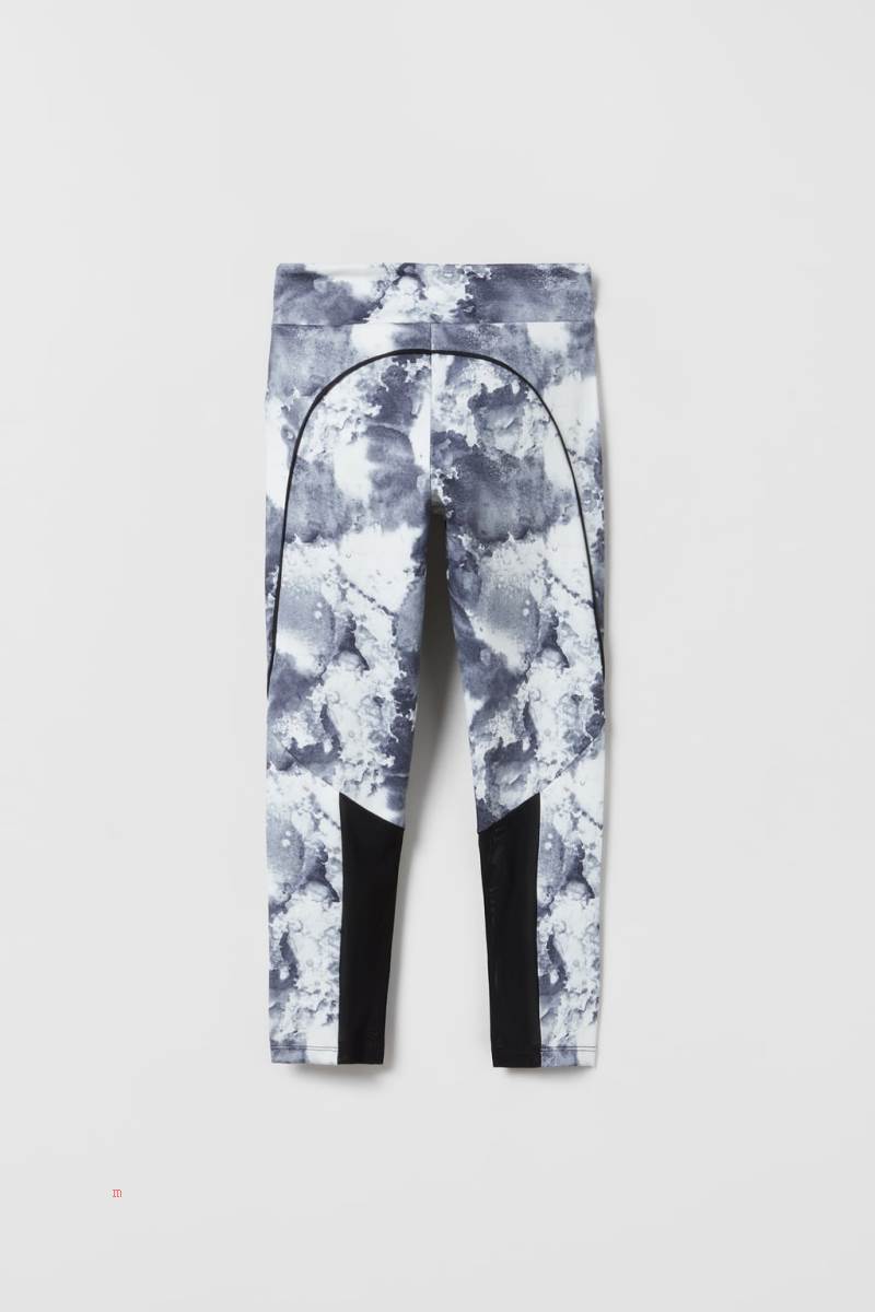 ZARA SPORTY PRINTED Leggings Tjej Svarta | IVSLQ-1809