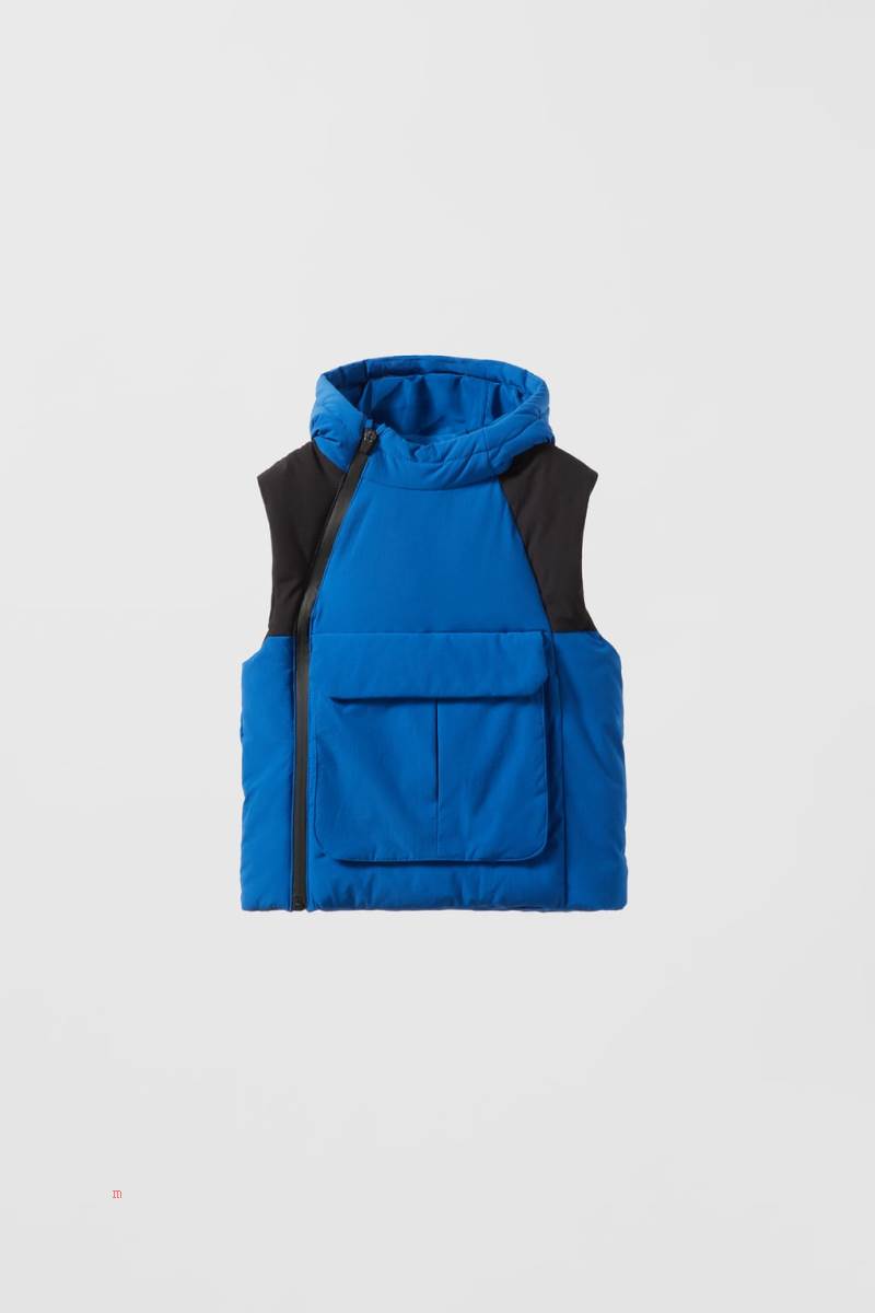 ZARA SPORTY QUILTED Väst Pojke Blå | ATVZL-3681