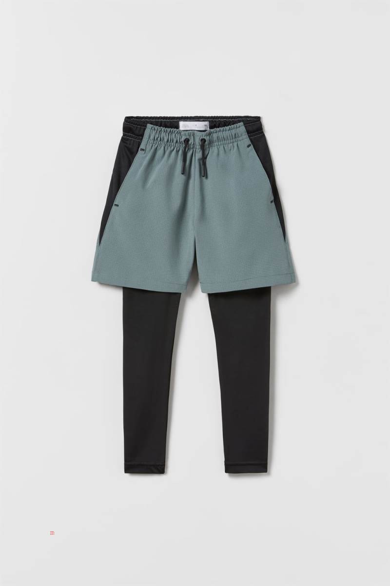 ZARA SPORTY STRETCH BERMUDA Leggings Pojke Gröna | EQBSW-7432