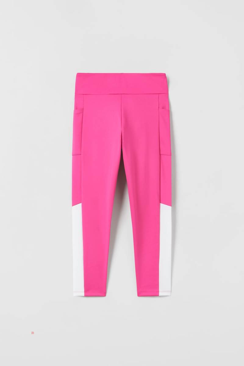 ZARA SPORTY WITH STRIPES Leggings Tjej Fuchsia | PXAYM-0729