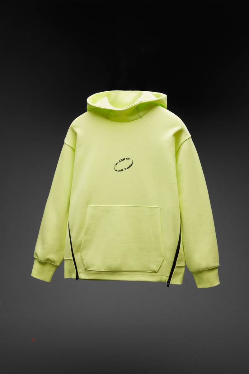 ZARA SPORTY WITH ZIPS Hoodie Pojke Ljusgula | WJSKE-3709