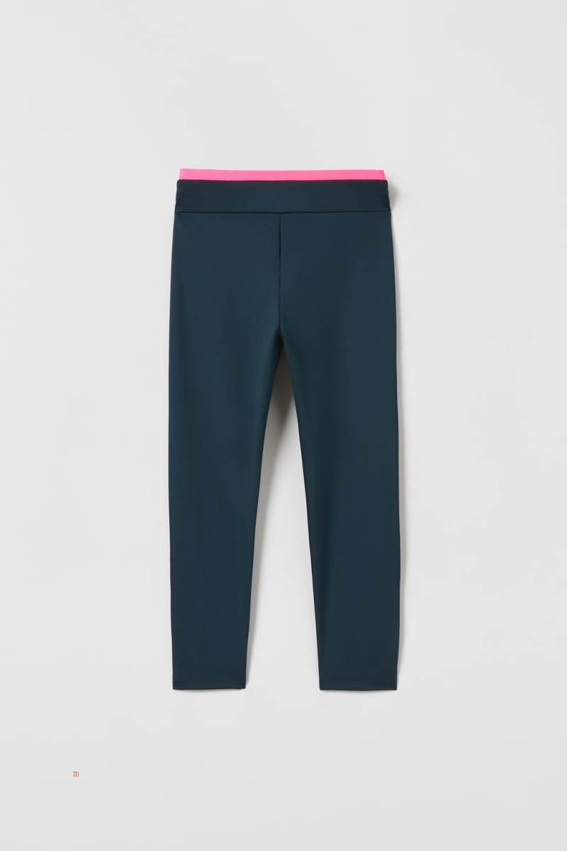 ZARA SPORTY WITH ZIPS Leggings Tjej Mörkgröna | XUHKS-7604