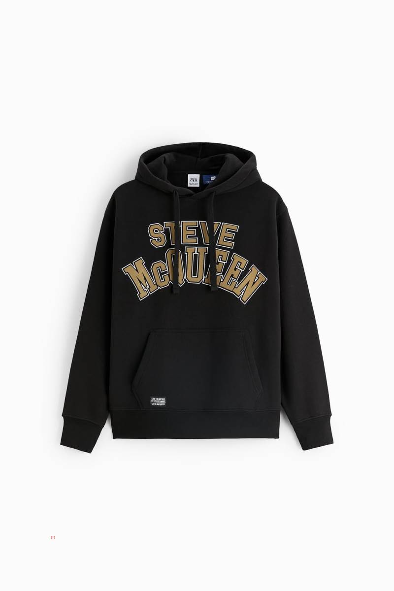 ZARA STEVE MCQUEEN ™ Hoodie Herr Svarta | UEMRB-4732