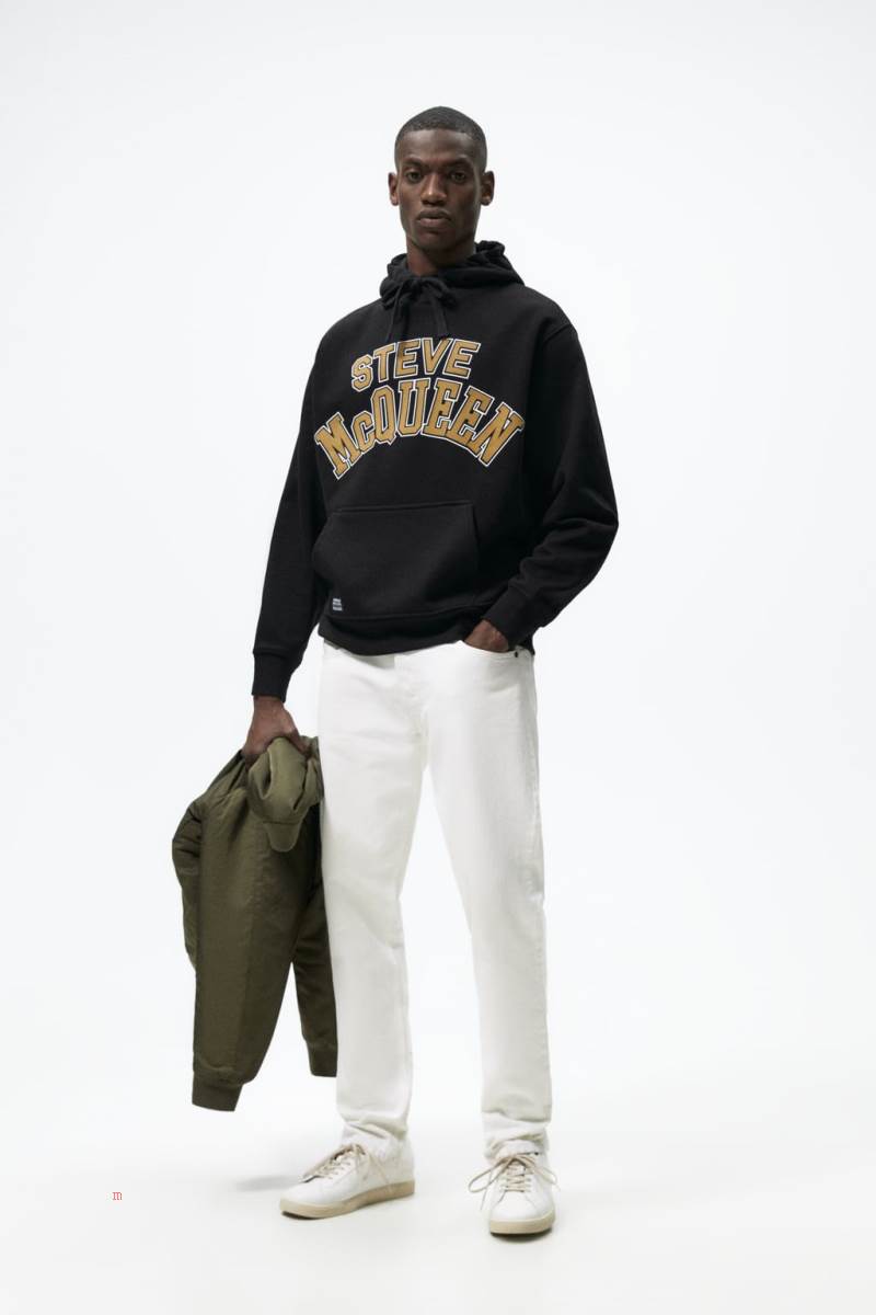 ZARA STEVE MCQUEEN ™ Hoodie Herr Svarta | UEMRB-4732