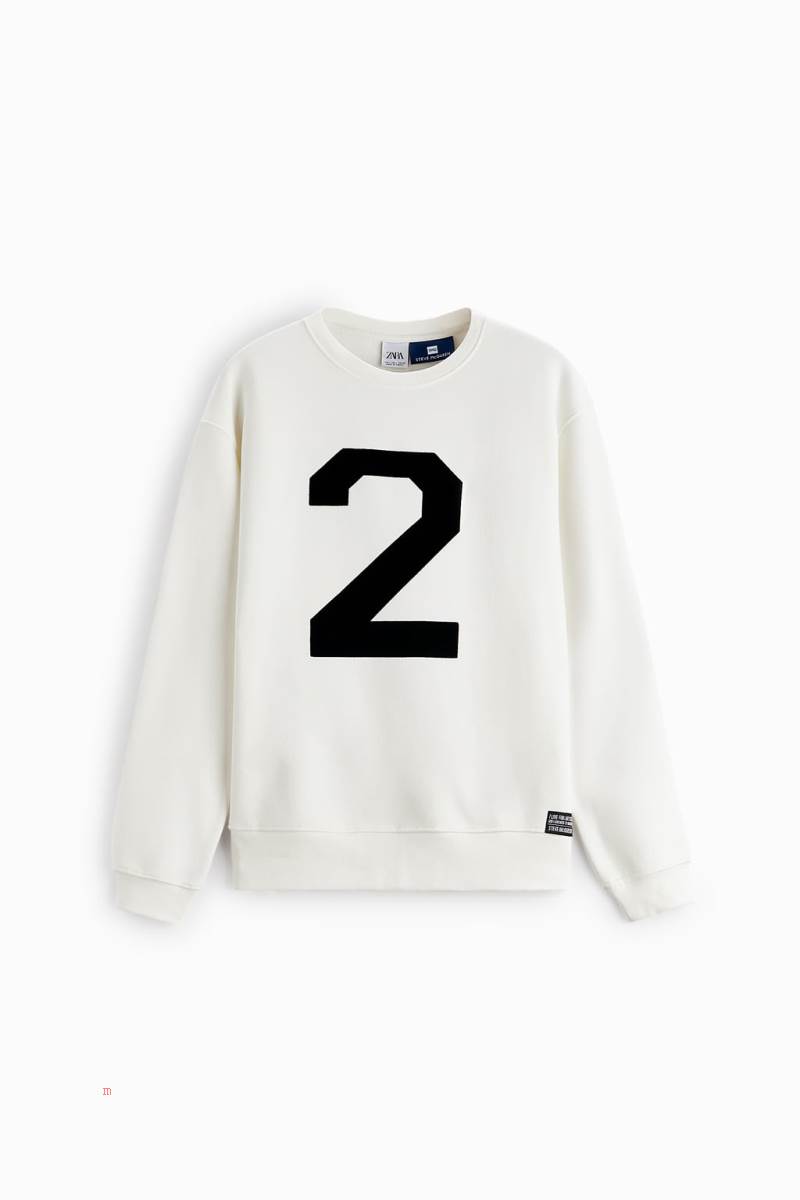 ZARA STEVE MCQUEEN ™ PRINTED Sweatshirt Herr Vita | AUWFT-7160