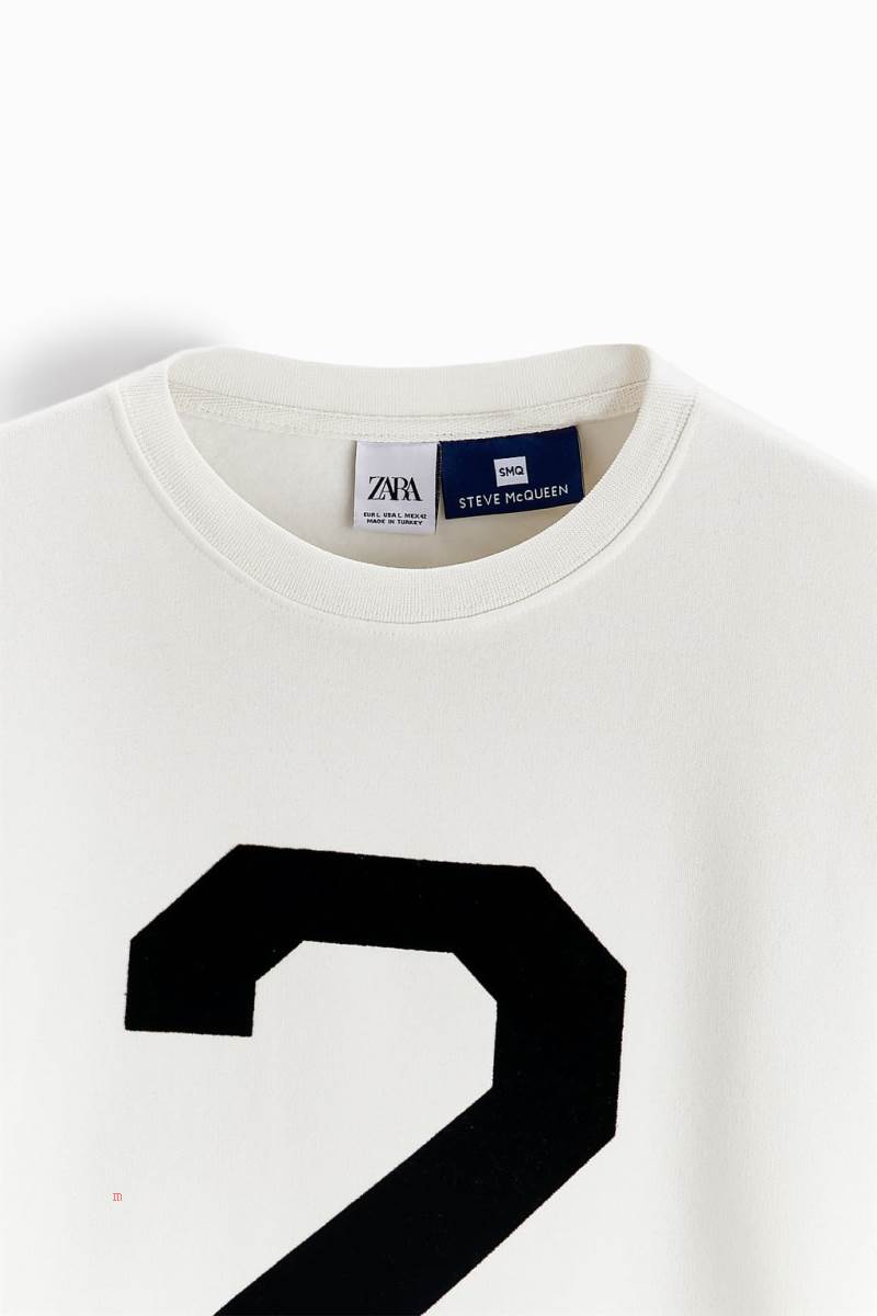 ZARA STEVE MCQUEEN ™ PRINTED Sweatshirt Herr Vita | AUWFT-7160