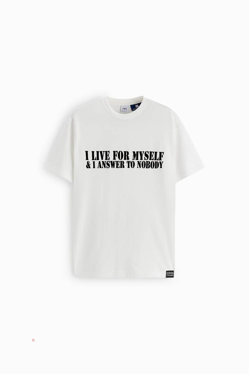 ZARA STEVE MCQUEEN ™ PRINT T-shirt Herr Vita | IWHDE-0986