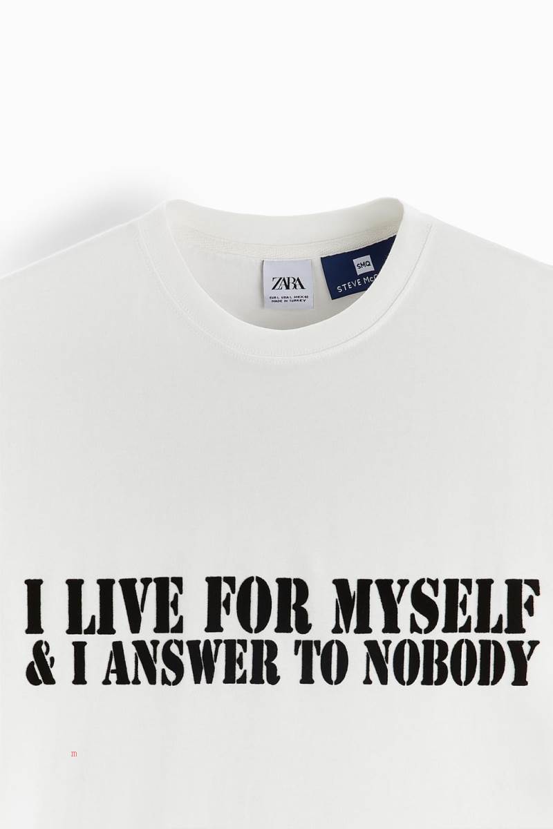 ZARA STEVE MCQUEEN ™ PRINT T-shirt Herr Vita | IWHDE-0986