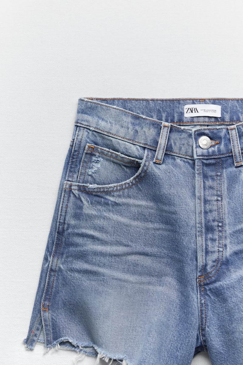 ZARA STRAIGHT DENIM BERMUDAS Shorts Dam Blå | QLBVH-5812