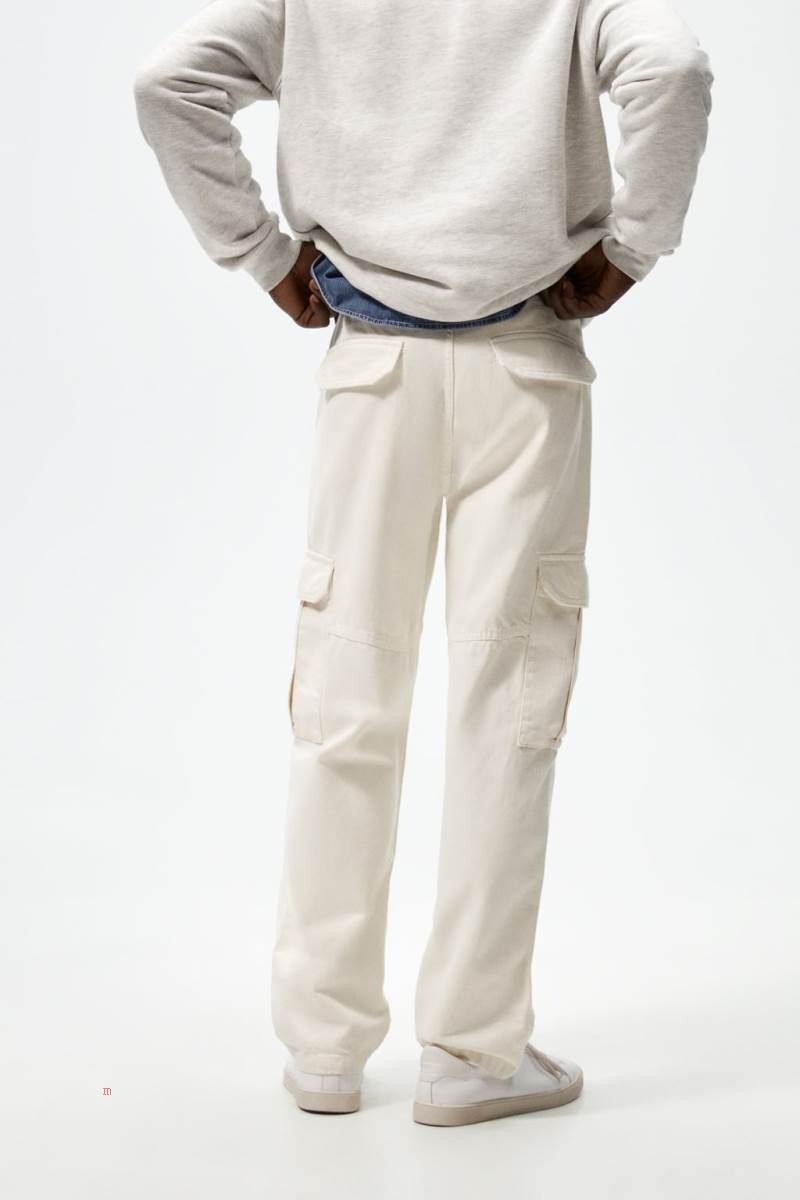 ZARA STRAIGHT FIT CARGO Byxor Herr Vita | SWNMZ-8209