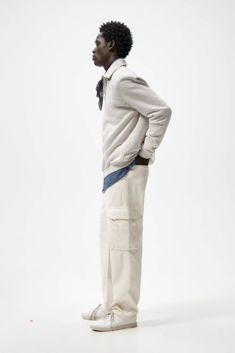 ZARA STRAIGHT FIT CARGO Byxor Herr Vita | SWNMZ-8209