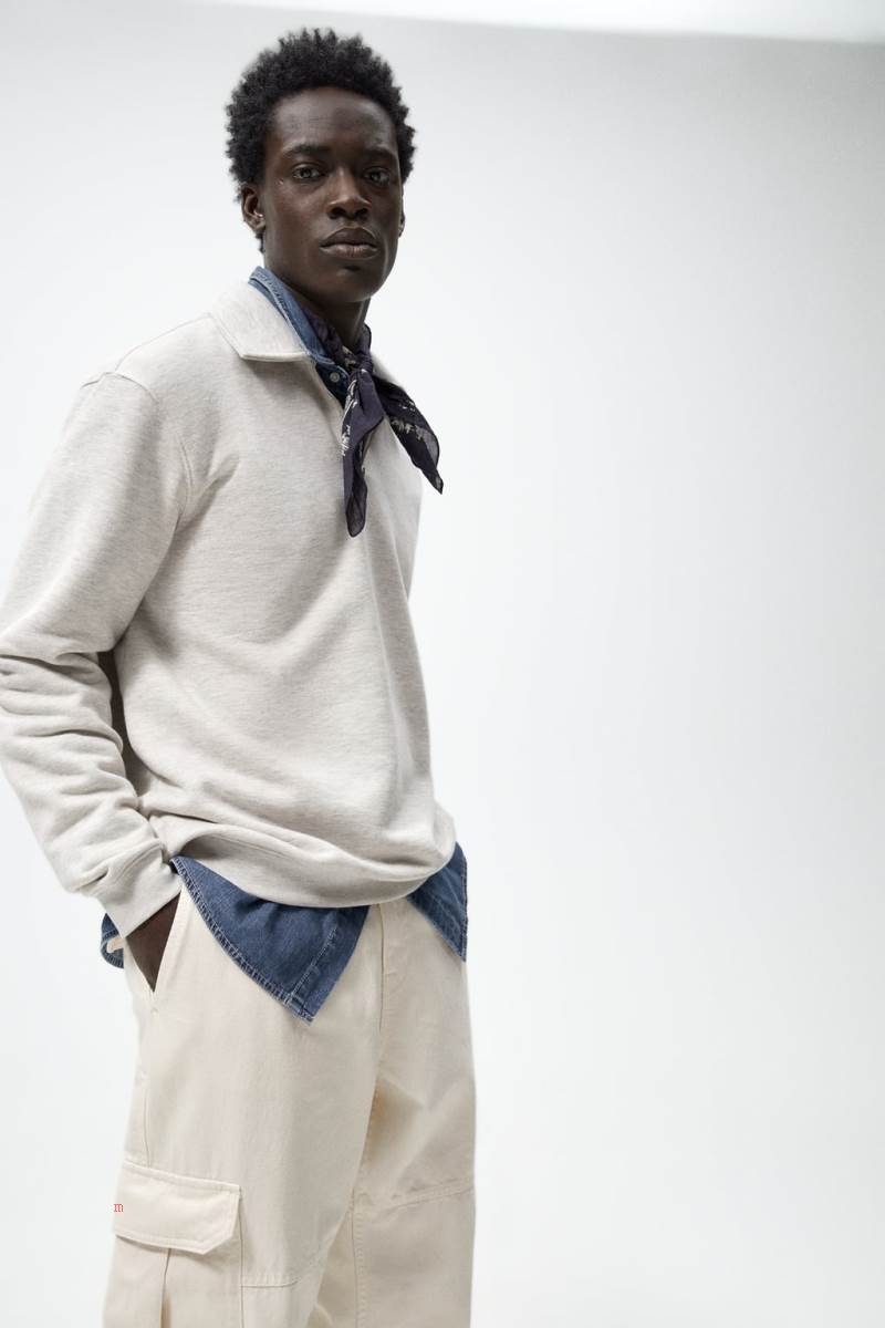 ZARA STRAIGHT FIT CARGO Byxor Herr Vita | SWNMZ-8209
