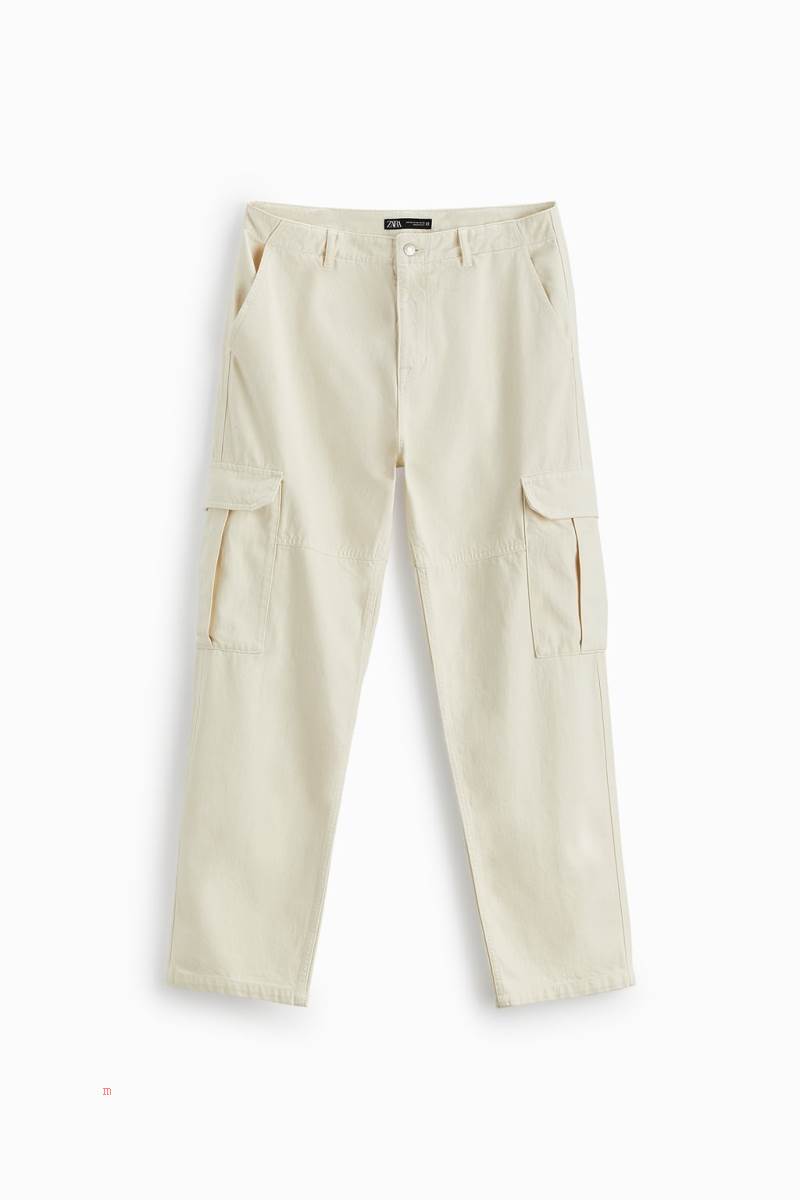 ZARA STRAIGHT FIT CARGO Byxor Herr Vita | SWNMZ-8209