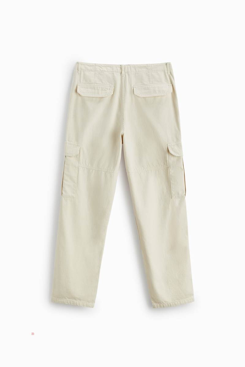 ZARA STRAIGHT FIT CARGO Byxor Herr Vita | SWNMZ-8209