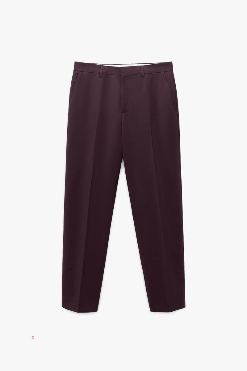 ZARA STRAIGHT FIT SUIT Byxor Herr Vinröda | FIRAO-0825