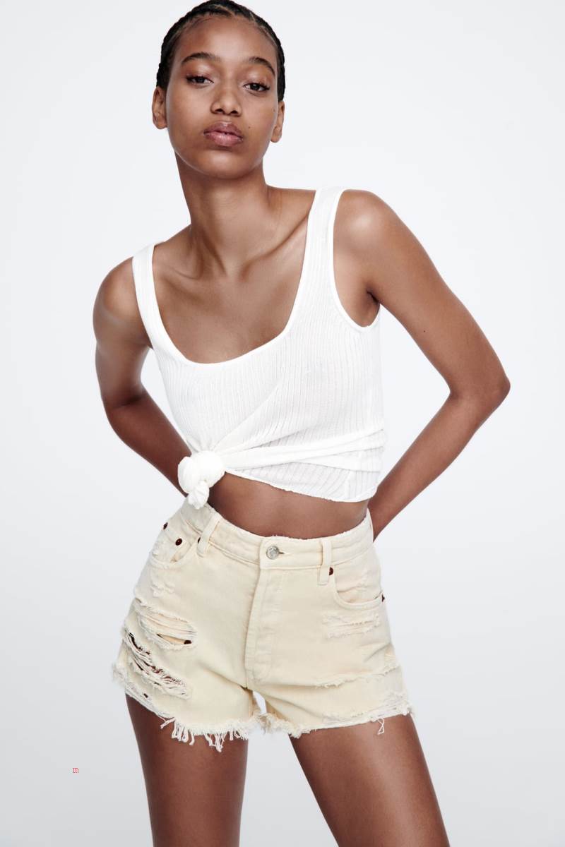 ZARA STRAIGHT FIT Shorts Dam Grå Vita | QLWTP-4583