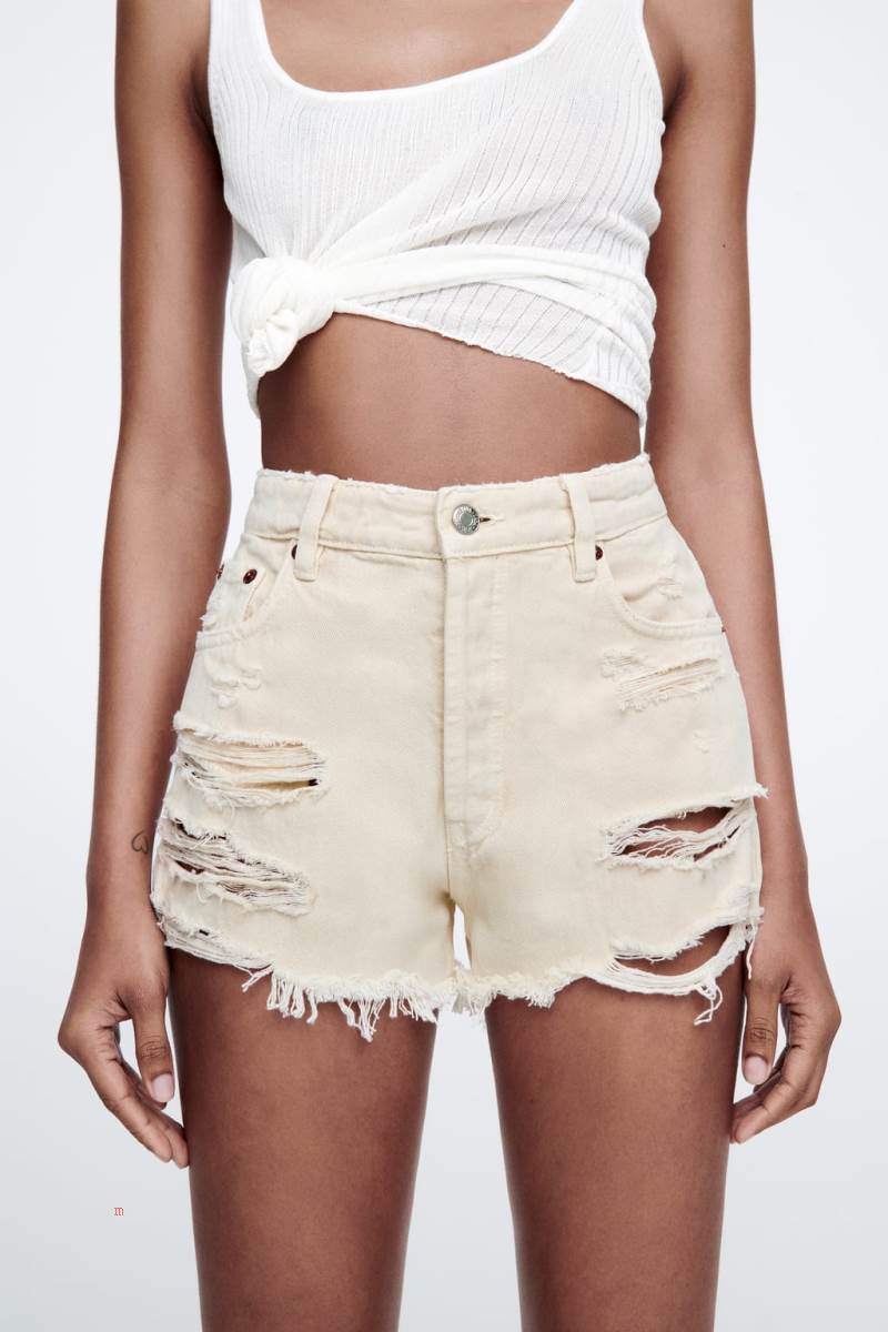 ZARA STRAIGHT FIT Shorts Dam Grå Vita | QLWTP-4583