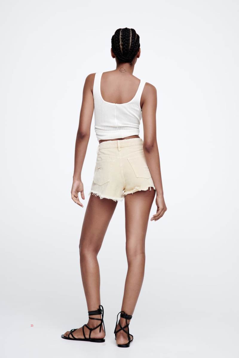 ZARA STRAIGHT FIT Shorts Dam Grå Vita | QLWTP-4583