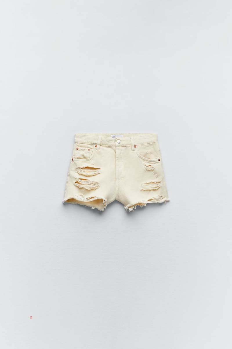ZARA STRAIGHT FIT Shorts Dam Grå Vita | QLWTP-4583