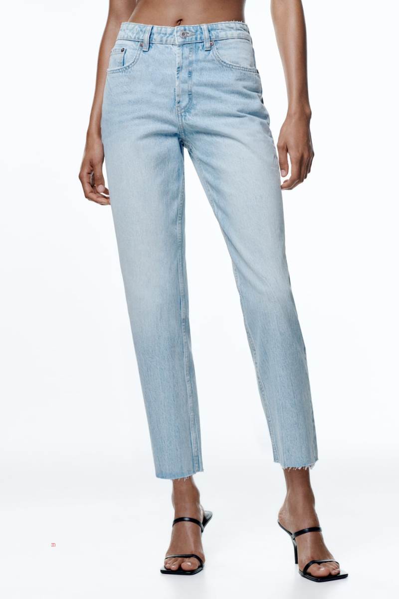 ZARA STRAIGHT-FIT TRF Jeans Dam Ljusblå | CTJYU-2651