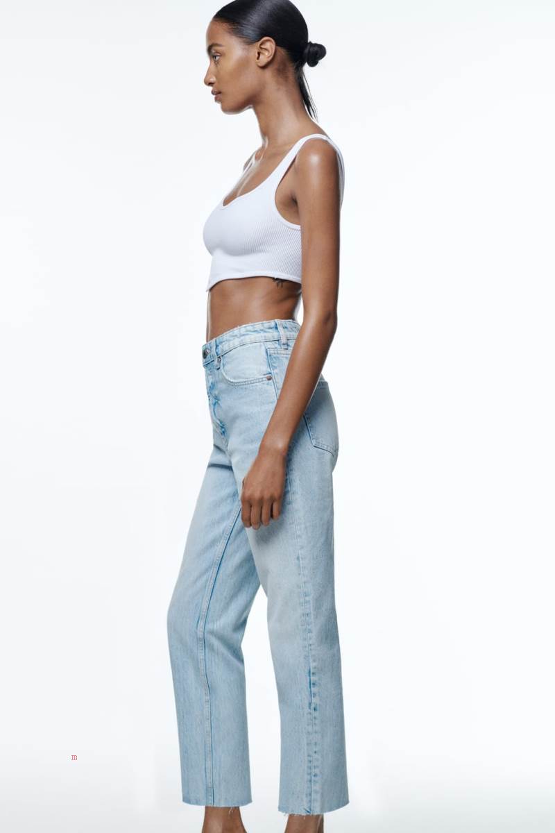 ZARA STRAIGHT-FIT TRF Jeans Dam Ljusblå | CTJYU-2651