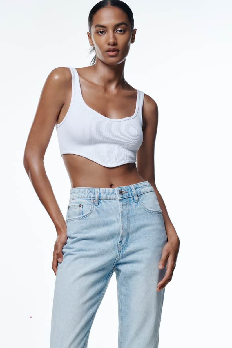 ZARA STRAIGHT-FIT TRF Jeans Dam Ljusblå | CTJYU-2651