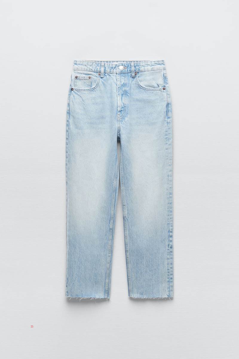 ZARA STRAIGHT-FIT TRF Jeans Dam Ljusblå | CTJYU-2651