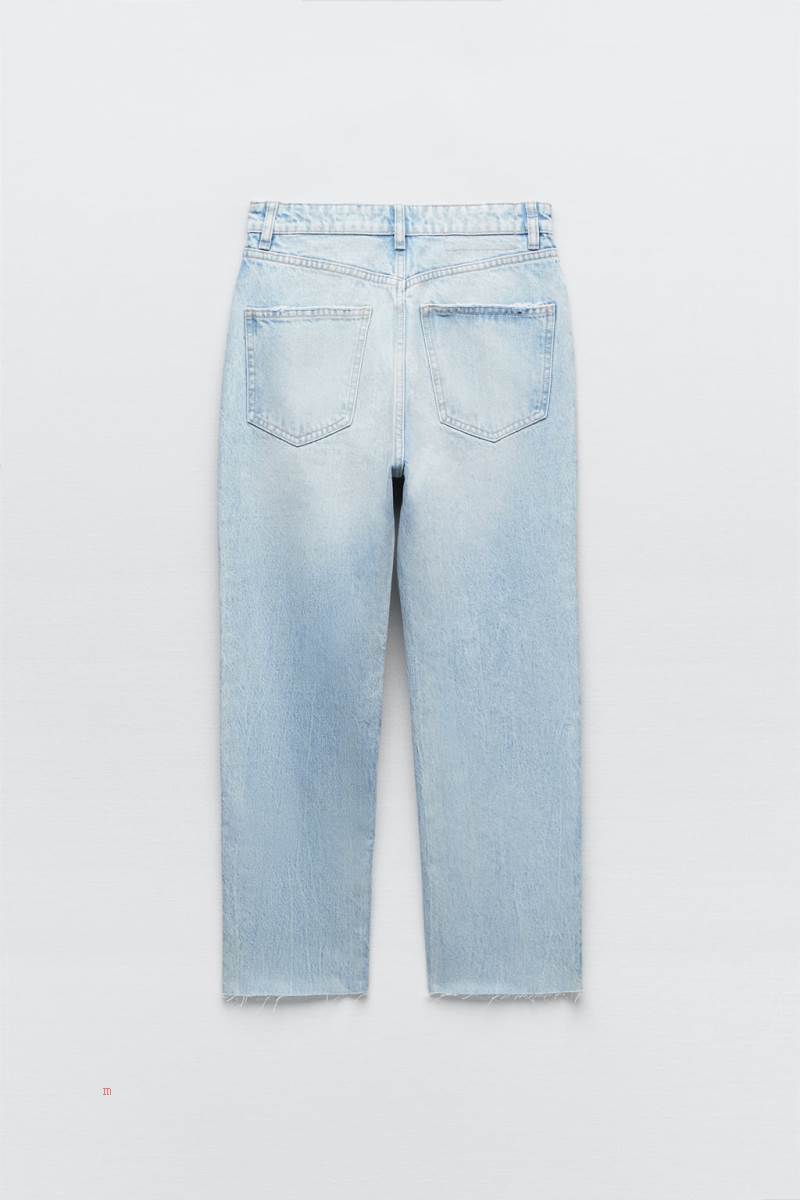 ZARA STRAIGHT-FIT TRF Jeans Dam Ljusblå | CTJYU-2651