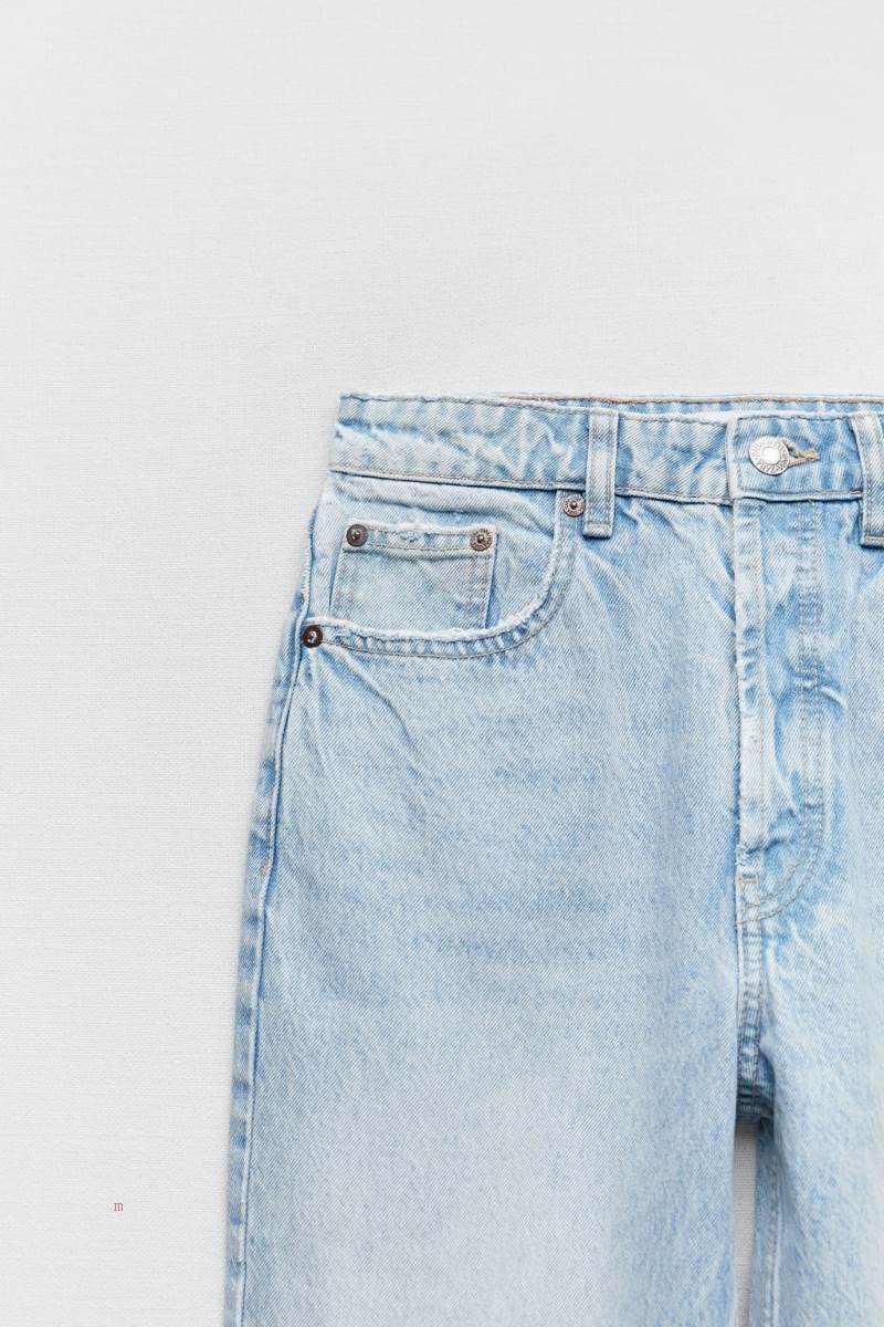 ZARA STRAIGHT-FIT TRF Jeans Dam Ljusblå | CTJYU-2651