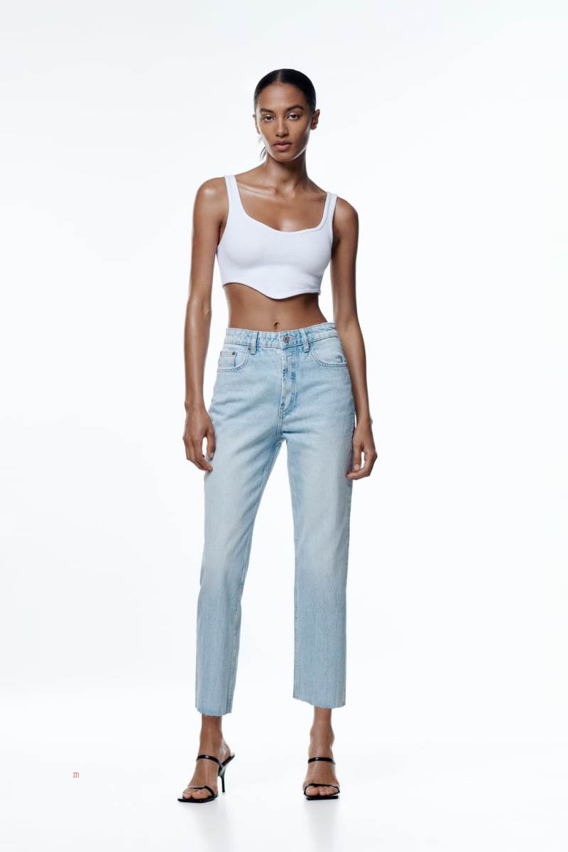 ZARA STRAIGHT-FIT TRF Jeans Dam Ljusblå | CTJYU-2651
