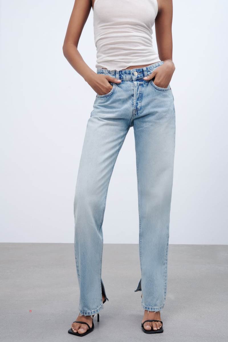 ZARA STRAIGHT-FIT TRF Jeans Dam Ljusblå | PNTBW-1270