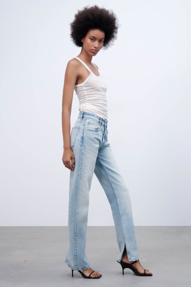 ZARA STRAIGHT-FIT TRF Jeans Dam Ljusblå | PNTBW-1270