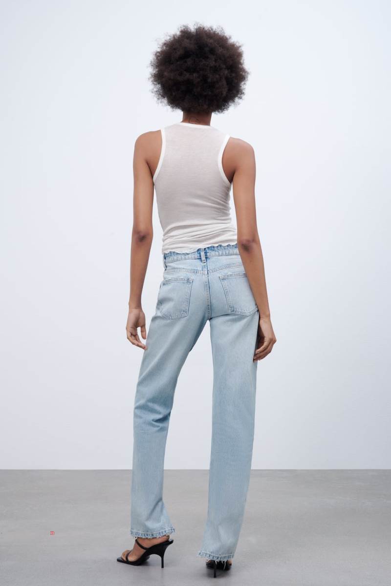 ZARA STRAIGHT-FIT TRF Jeans Dam Ljusblå | PNTBW-1270