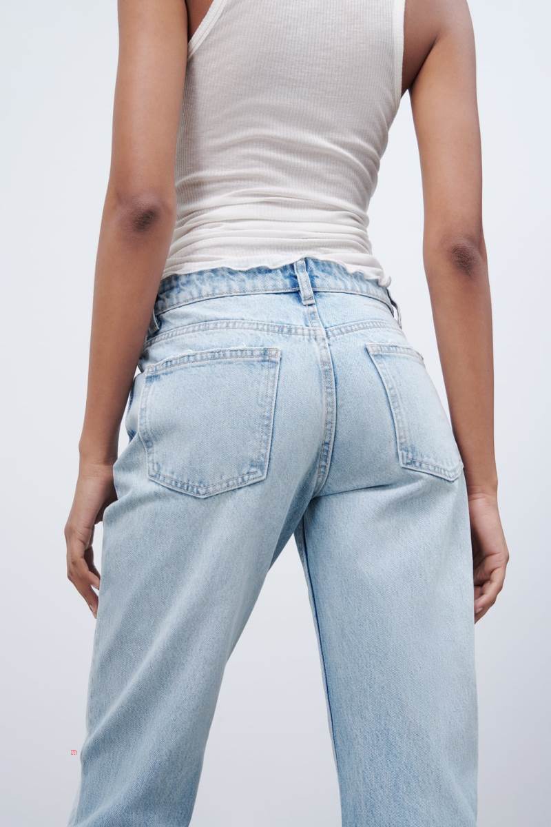 ZARA STRAIGHT-FIT TRF Jeans Dam Ljusblå | PNTBW-1270