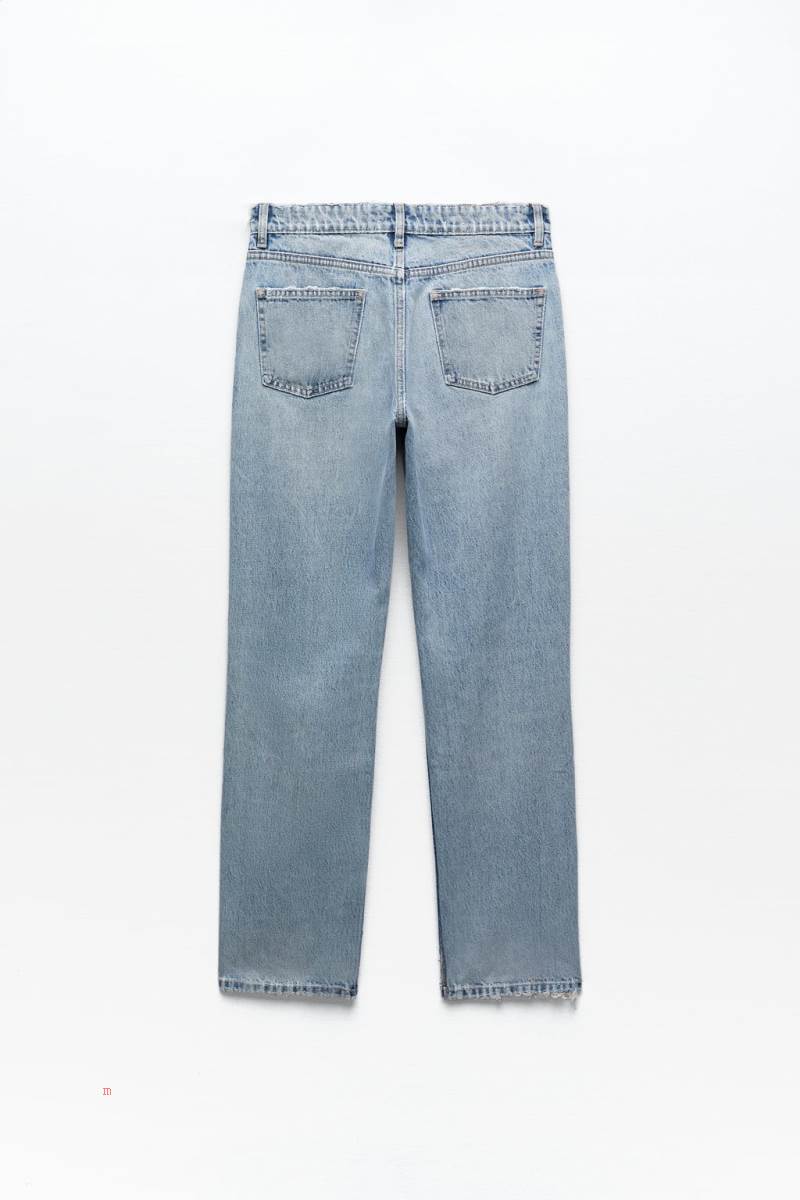 ZARA STRAIGHT-FIT TRF Jeans Dam Ljusblå | PNTBW-1270
