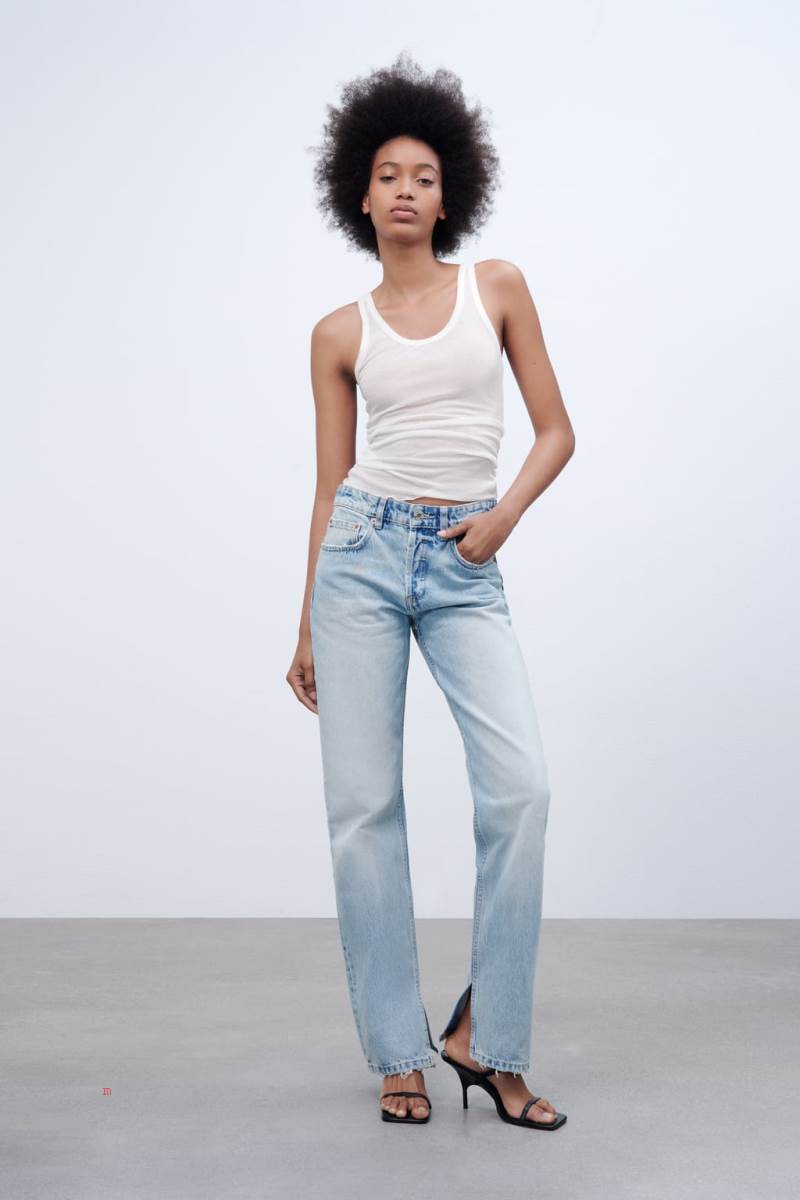 ZARA STRAIGHT-FIT TRF Jeans Dam Ljusblå | PNTBW-1270