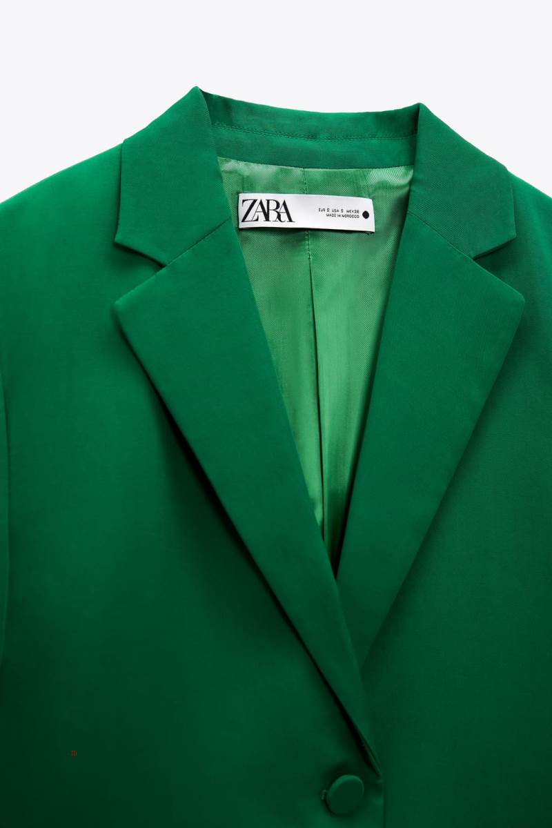ZARA STRAIGHT WITH FEATHERS Blazers Dam Gröna | VKIUJ-6342