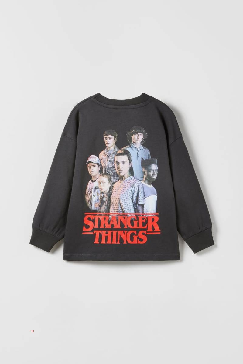 ZARA STRANGER THINGS TM © NETFLIX T-shirt Pojke Mörkgrå | ESOVW-9170