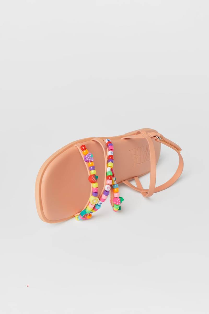 ZARA STRAPPY BEADED Sandaler Tjej Olika Färger Röda | SRJBY-8720