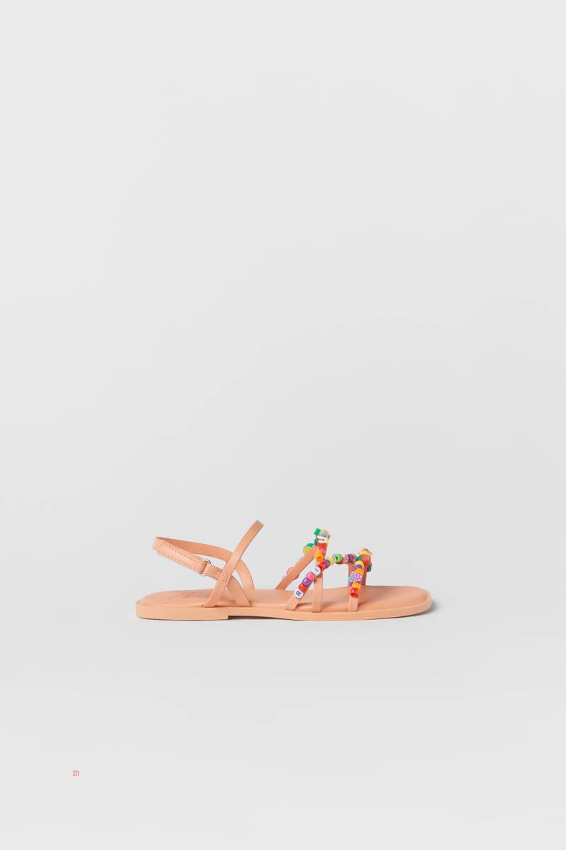 ZARA STRAPPY BEADED Sandaler Tjej Olika Färger Röda | SRJBY-8720