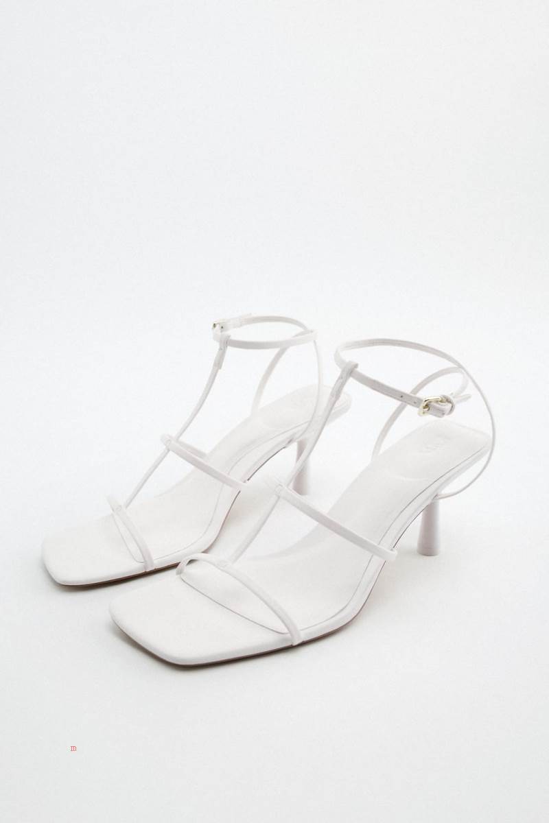 ZARA STRAPPY MID-HEEL Sandaler Dam Vita | RAPHJ-7209