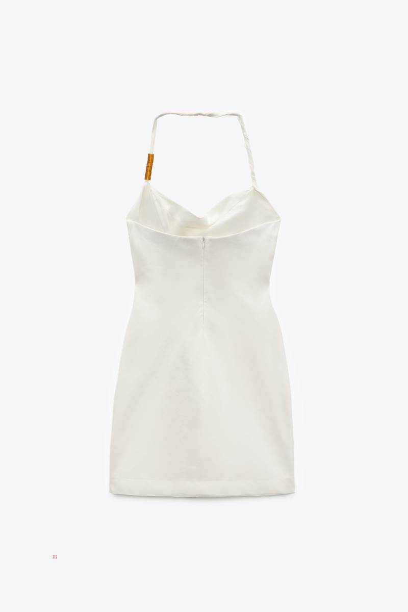 ZARA STRETCHY LINEN BLEND SHORT Klänning Dam Grå Vita | UYVEM-4571