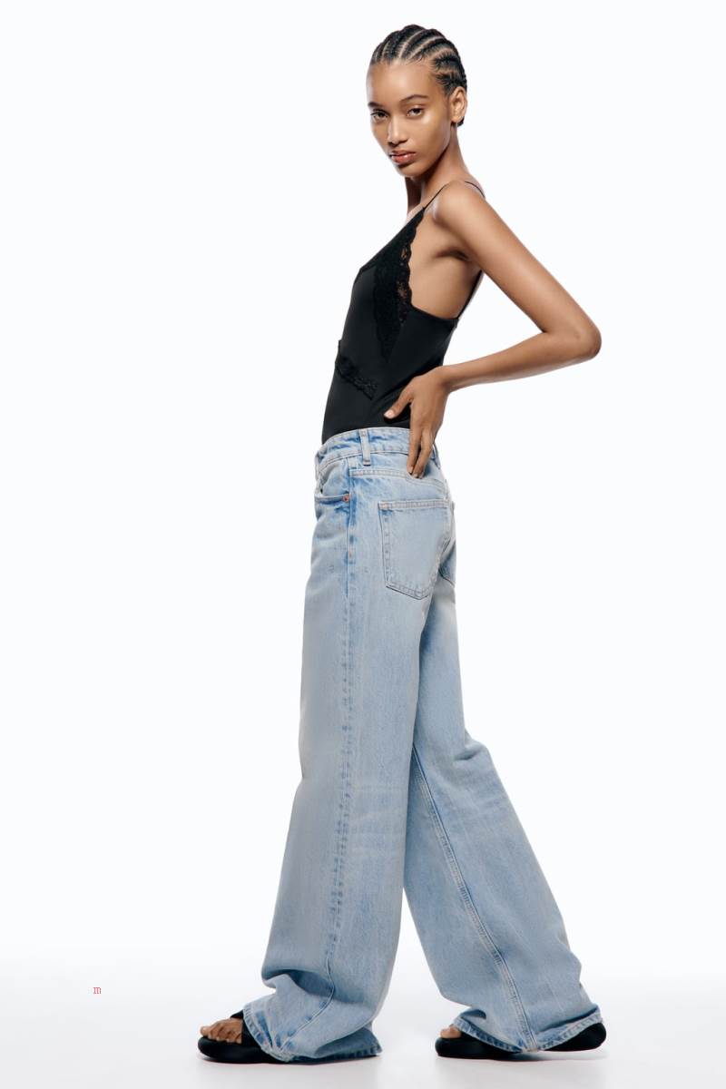 ZARA STRETCH WITH LACE TRIM Bodysuit Dam Svarta | ZIXKH-8210