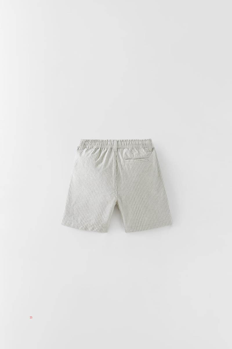 ZARA STRIPED BERMUDA Shorts Pojke Grå Blå | VXPWQ-0472