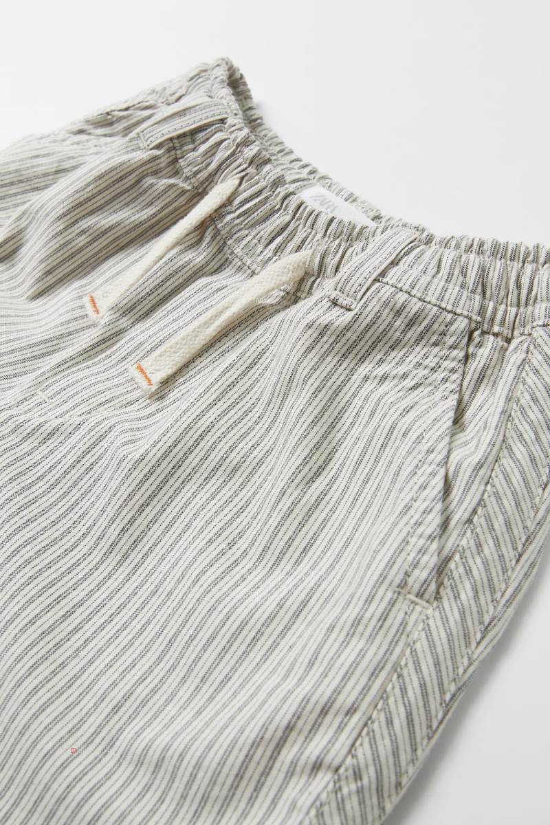 ZARA STRIPED BERMUDA Shorts Pojke Grå Blå | VXPWQ-0472