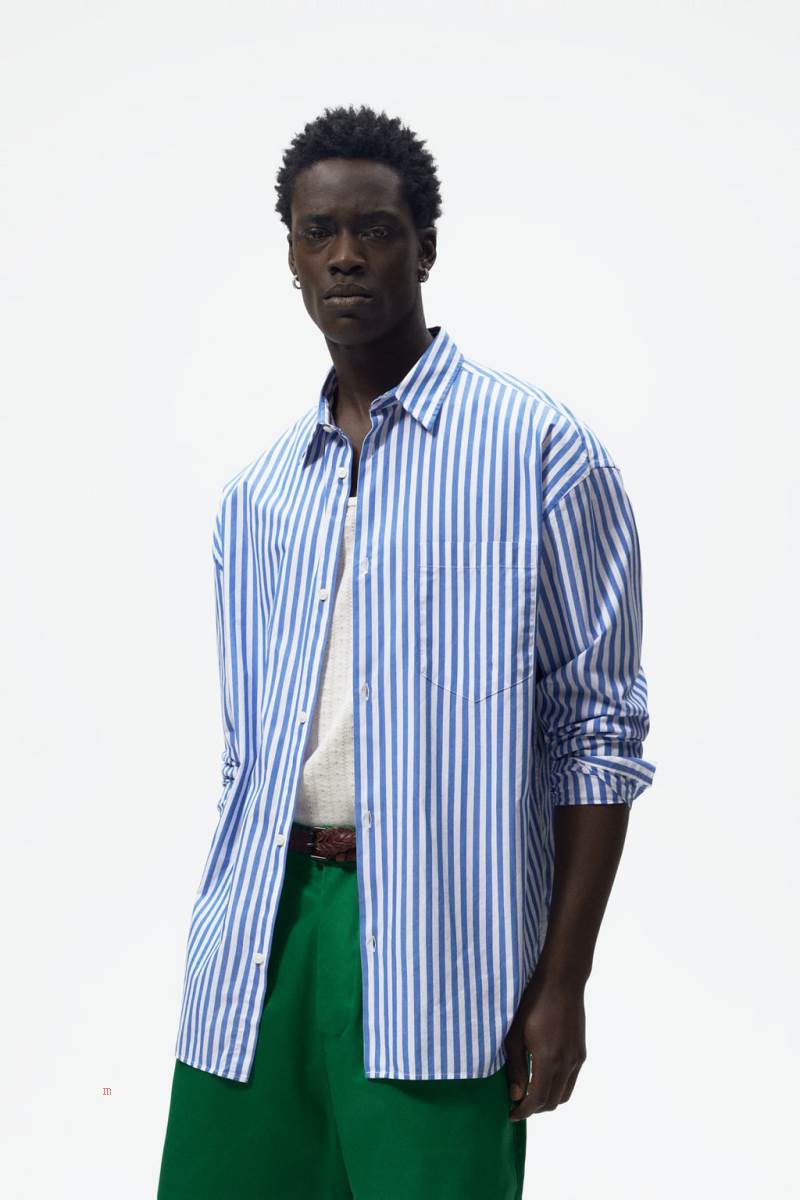 ZARA STRIPED BY JAVIER S. MEDINA Skjorta Herr Blå | RXSMF-5627