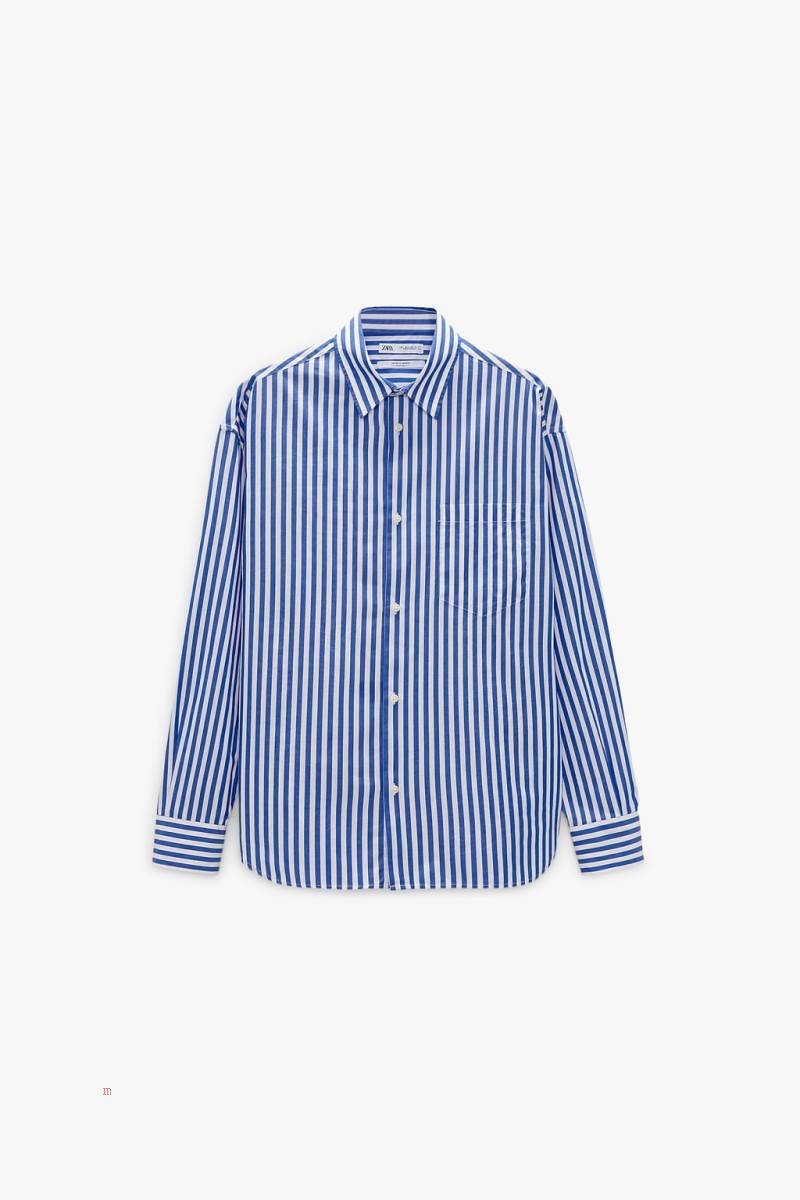 ZARA STRIPED BY JAVIER S. MEDINA Skjorta Herr Blå | RXSMF-5627