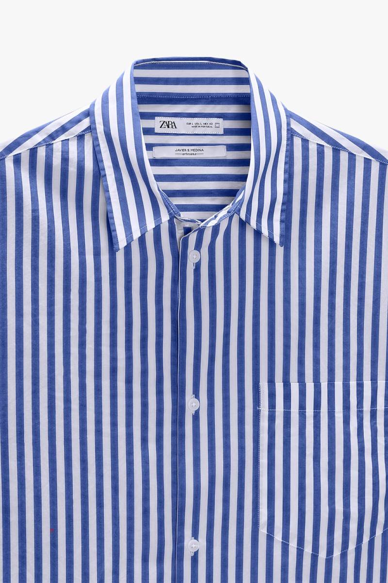 ZARA STRIPED BY JAVIER S. MEDINA Skjorta Herr Blå | RXSMF-5627
