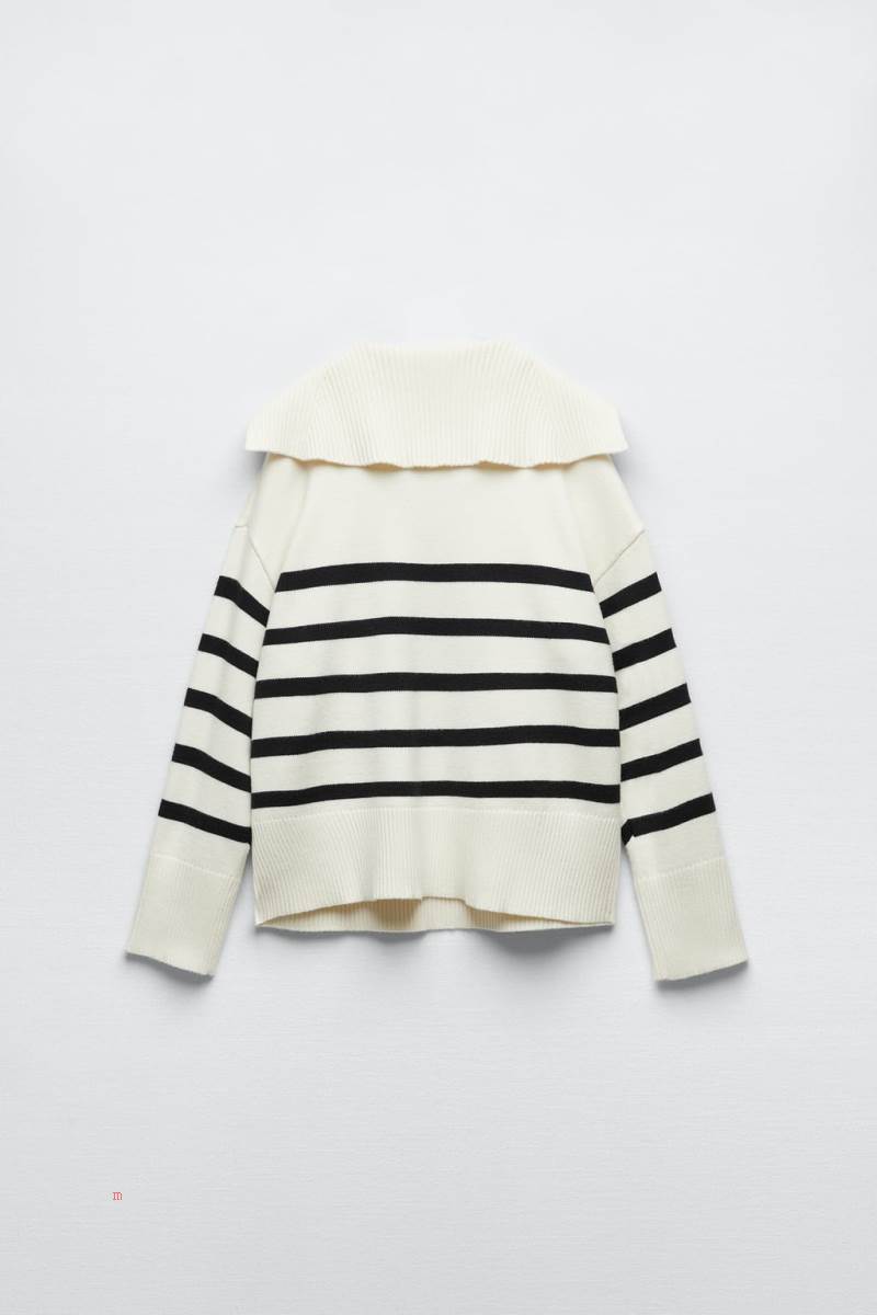 ZARA STRIPED KNIT Tröjor Dam Blå | QZRGP-4276
